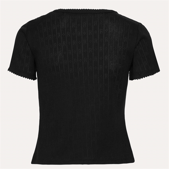 Rotate Pointelle Fitted T-shirt, Sort 